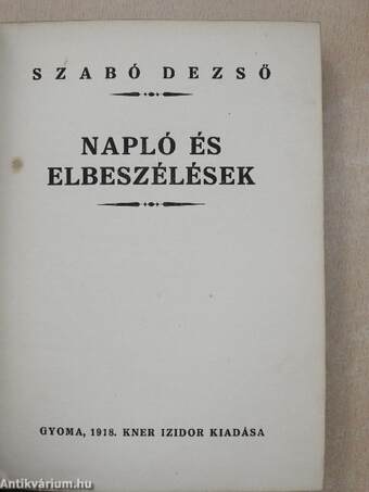 Napló és elbeszélések 