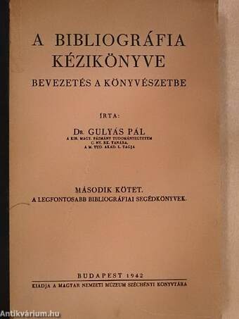 A bibliográfia kézikönyve II. (töredék) (rossz állapotú)