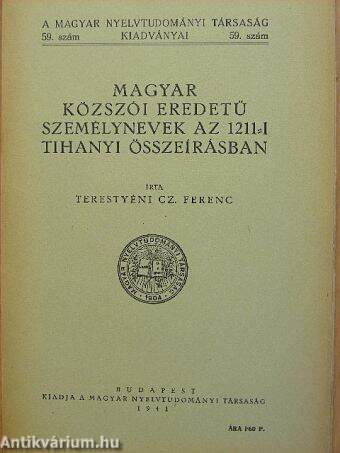 Magyar közszói eredetű személynevek az 1211-i tihanyi összeírásban