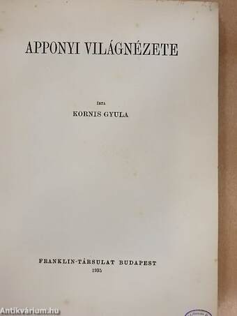 Apponyi világnézete/Pázmány személyisége