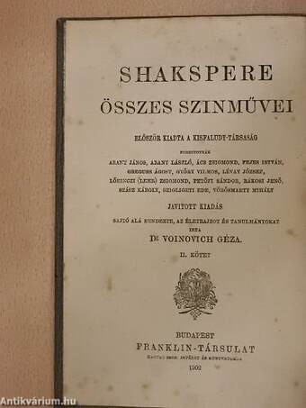 Shakspere tragédiái II.