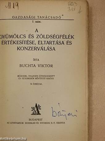 A gyümölcs és zöldségfélék értékesítése, eltartása és konzerválása