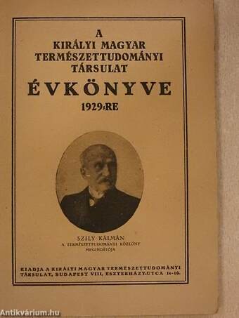A Királyi Magyar Természettudományi Társulat évkönyve 1929-re