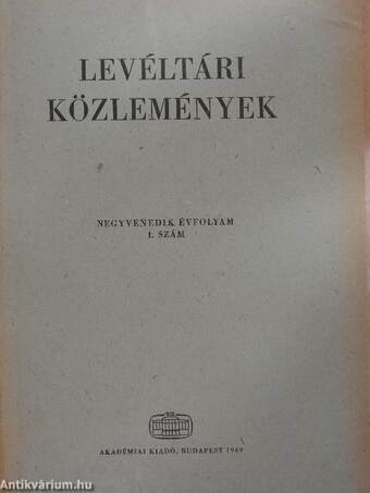 Levéltári közlemények 1969/1-2.