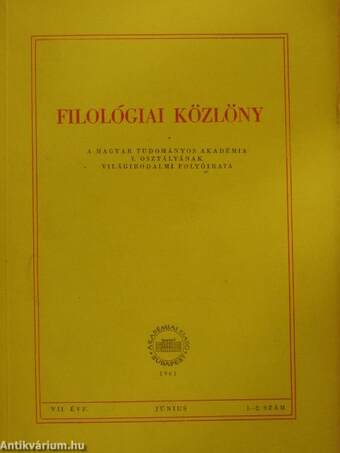 Filológiai Közlöny 1961. január-december+Supplementum