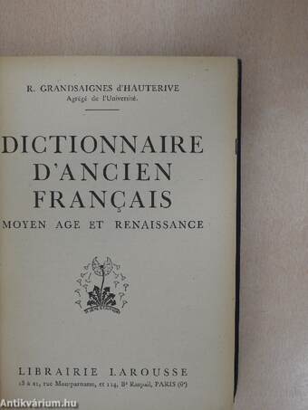 Dictionnaire d'ancien francais