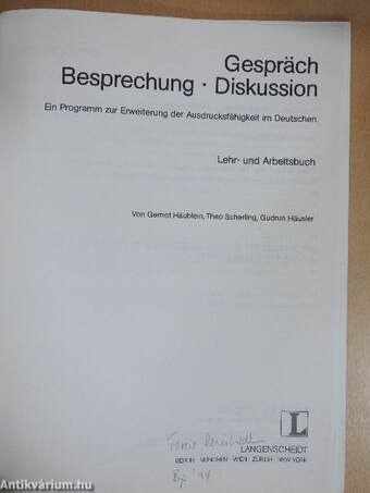 Gespräch - Besprechung - Diskussion Lehr- und Arbeitsbuch