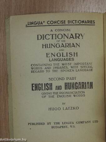 Magyar-angol és angol-magyar kéziszótár II.