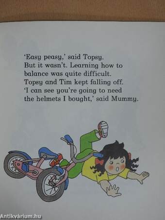 Topsy + Tim ride their bikes