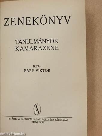 Zenekönyv - Tanulmányok/Kamarazene