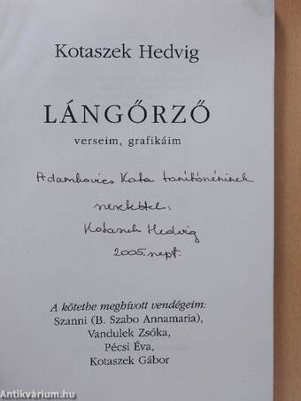 Lángőrző (dedikált példány)