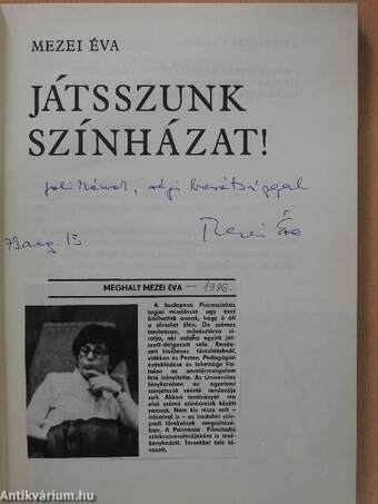 Játsszunk színházat! (dedikált példány)