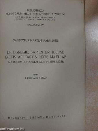 De egregie, sapienter, iocose dictis ac factis regis Mathiae