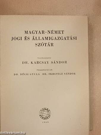 Magyar-német jogi és államigazgatási szótár