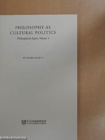 Philosophy as Cultural Politics