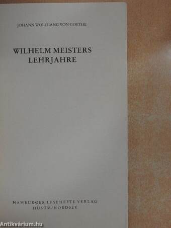 Wilhelm Meisters Lehrjahre