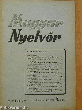 Magyar Nyelvőr 1952. május-június