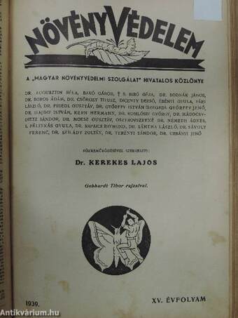 Kertészet 1939. január-december/Növényvédelem 1939. január-december/Főárjegyzék