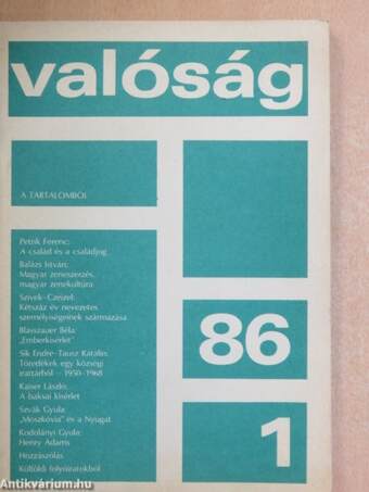 Valóság 1986. (nem teljes évfolyam)