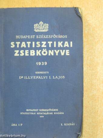 Budapest Székesfőváros Statisztikai Zsebkönyve 1939