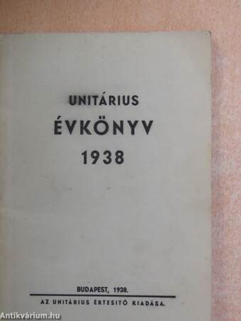 Unitárius évkönyv 1938.