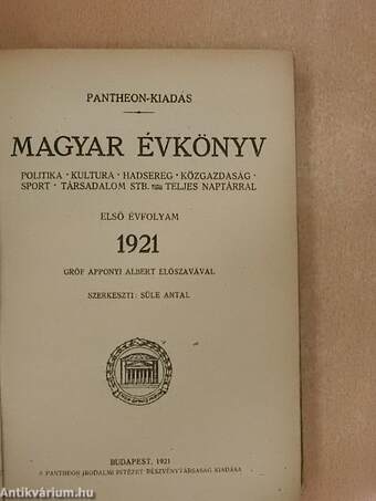 Magyar évkönyv 1921.