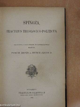 Spinoza, tractatus theologico-politicus