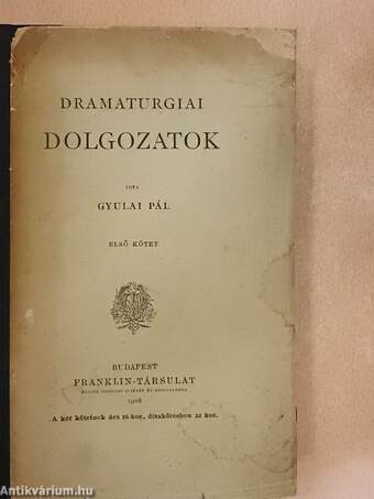 Dramaturgiai dolgozatok I-II.