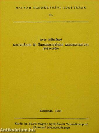 Nagyrákos és Őriszentpéter keresztnevei 1895-1969