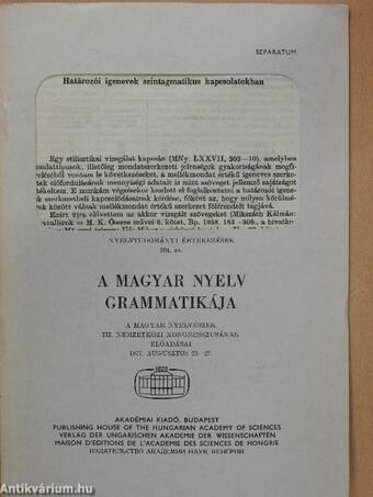 Határozói igenevek szintagmatikus kapcsolatokban (dedikált példány)