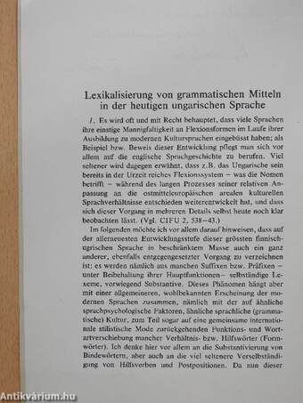 Lexikalisierung von grammatischen Mitteln in der heutigen ungarischen Sprache (dedikált példány)