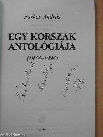 Egy korszak antológiája (dedikált példány)