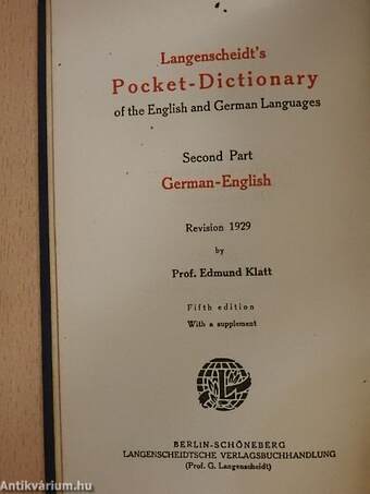 Langenscheidts Taschenwörterbuch der englischen und deutschen Sprache II.