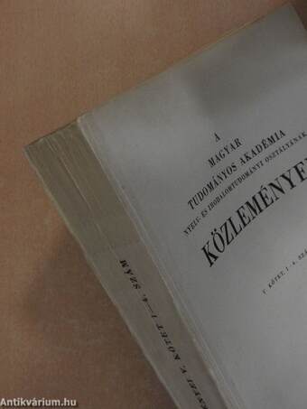 A Magyar Tudományos Akadémia Nyelv- és Irodalomtudományi Osztályának közleményei V. 1-4.