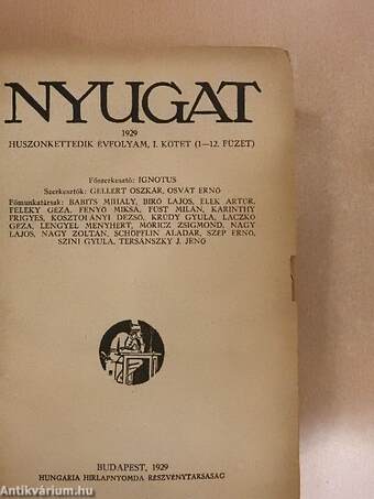 Nyugat 1929. január-december I-II./A Nyugat útja