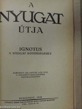 Nyugat 1929. január-december I-II./A Nyugat útja