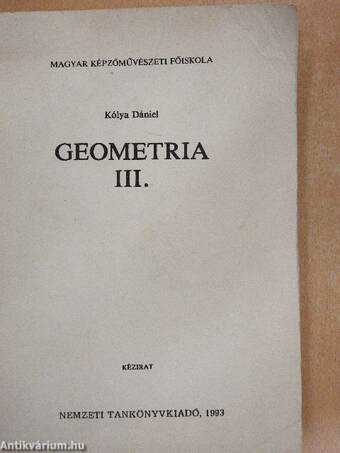 Geometria III.