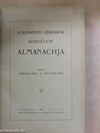 A Budapesti Ujságirók Egyesülete Almanachja 1906