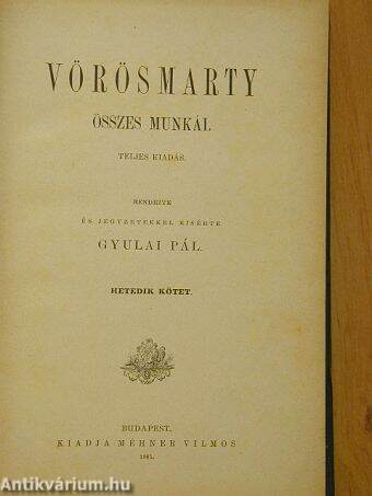 Vörösmarty összes munkái VII.