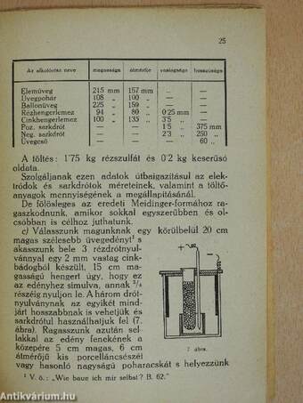 A galvánelemek összeállítása