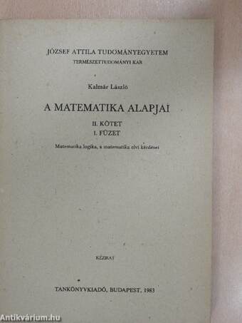 A matematika alapjai II/1-2.