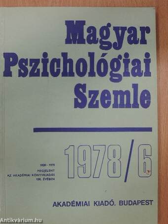 Magyar Pszichológiai Szemle 1978/6.