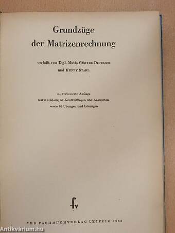 Grundzüge der Matrizenrechnung