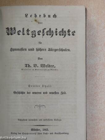 Lehrbuch der Weltgeschichte III. (gótbetűs)
