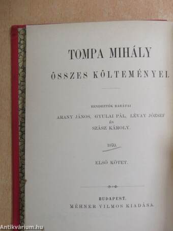 Tompa Mihály összes költeményei I-IV.
