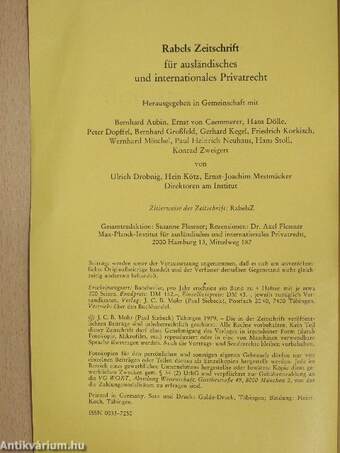 Rabels Zeitschrifts für ausländisches und internationales Privatrecht 1979/4