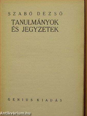 Tanulmányok és jegyzetek