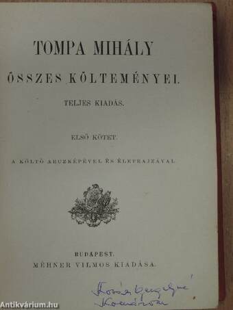 Tompa Mihály összes költeményei I-IV.