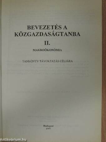 Bevezetés a közgazdaságtanba II.