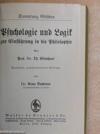 Psychologie und Logik zur Einführung in die Philosophie (gótbetűs)